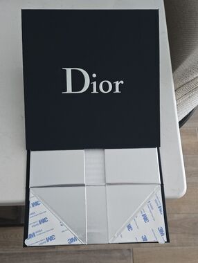 New never used DIOR matte blue & Silver logo storage box 8 1/4 × 8 1/4